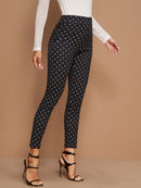 Wide Waistband Polka Dot Leggings - Shop Women's T-shirts, blouses, Leggings & Trousers online - Luwos