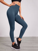 Solid Wide Waistband Sports Leggings - Shop Women's T-shirts, blouses, Leggings & Trousers online - Luwos