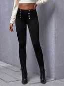 Double Breasted High Waist Leggings - Shop Women's T-shirts, blouses, Leggings & Trousers online - Luwos
