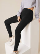 BASICS Wide Waistband Solid Leggings - Shop Women's T-shirts, blouses, Leggings & Trousers online - Luwos