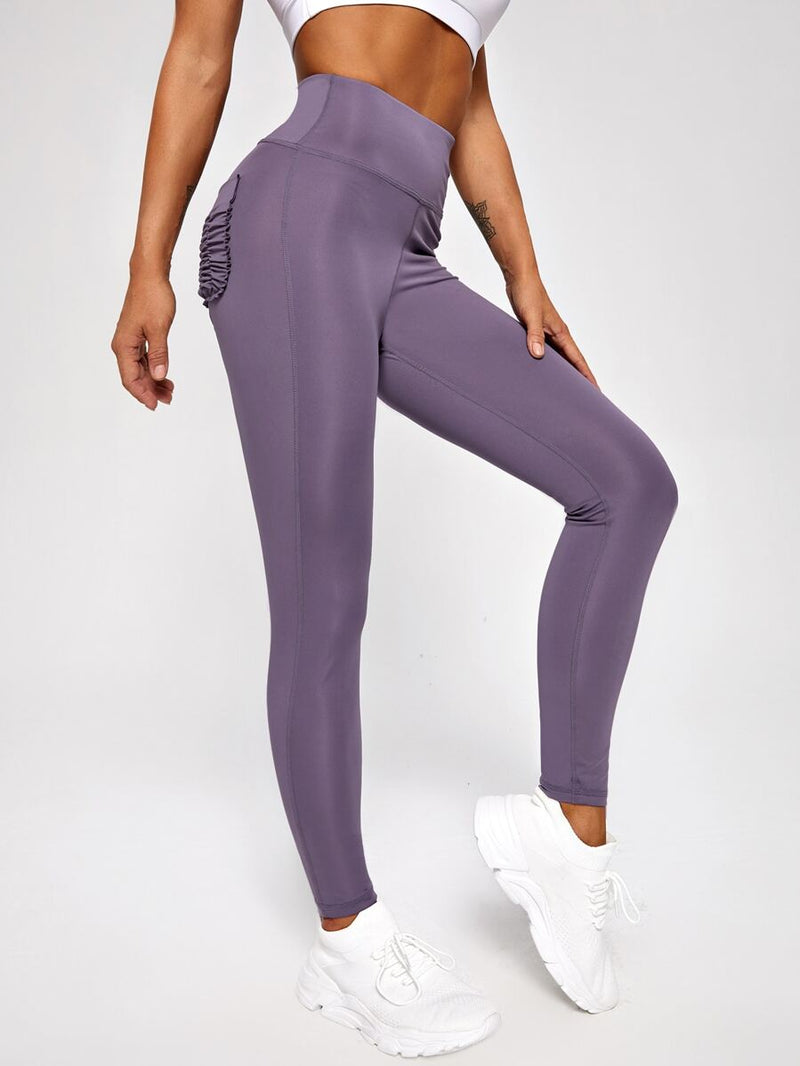 Pocket Patched Back Scrunch Butt Sports Leggings - Shop Women's T-shirts, blouses, Leggings & Trousers online - Luwos