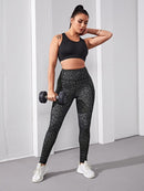Allover Print Sports Leggings With Phone Pocket - Shop Women's T-shirts, blouses, Leggings & Trousers online - Luwos