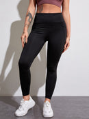 Solid Wide Waistband Sports Leggings With Phone Pocket - Shop Women's T-shirts, blouses, Leggings & Trousers online - Luwos