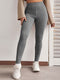 Solid Textured Knit Leggings - Shop Women's T-shirts, blouses, Leggings & Trousers online - Luwos