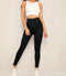 Solid-Elastic-High-Waist-Leggings Black - Shop Women's T-shirts, blouses, Leggings & Trousers online - Luwos