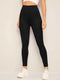 Solid-Elastic-High-Waist-Leggings Black - Shop Women's T-shirts, blouses, Leggings & Trousers online - Luwos