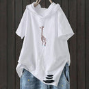 T Shirt Short Sleeve Loose Casual Hooded Tee Shirt - Shop Women's T-shirts, blouses, Leggings & Trousers online - Luwos