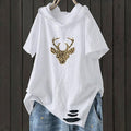 T Shirt Short Sleeve Loose Casual Hooded Tee Shirt - Shop Women's T-shirts, blouses, Leggings & Trousers online - Luwos