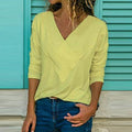 Casual Women T-shirt Long Sleeve V-neck Cotton - Shop Women's T-shirts, blouses, Leggings & Trousers online - Luwos