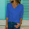 Casual Women T-shirt Long Sleeve V-neck Cotton - Shop Women's T-shirts, blouses, Leggings & Trousers online - Luwos