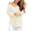Luwos: V-neck Knitted Sweater - Shop Women's T-shirts, blouses, Leggings & Trousers online - Luwos