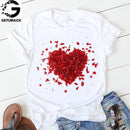 Heart Flower Print Women t-shirt Cotton - Shop Women's T-shirts, blouses, Leggings & Trousers online - Luwos