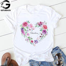Heart Flower Print Women t-shirt Cotton - Shop Women's T-shirts, blouses, Leggings & Trousers online - Luwos