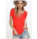 T-Shirt  V-neck Women  Summer - Shop Women's T-shirts, blouses, Leggings & Trousers online - Luwos