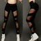 Leggings Women Black Mesh fitness - Shop Women's T-shirts, blouses, Leggings & Trousers online - Luwos