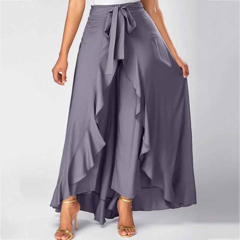 Women Palazzo Pants 2020 Causal Ruffle Drawstrin - Shop Women's T-shirts, blouses, Leggings & Trousers online - Luwos
