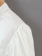 New women stand collar pleated puff sleeve casual white Blouse