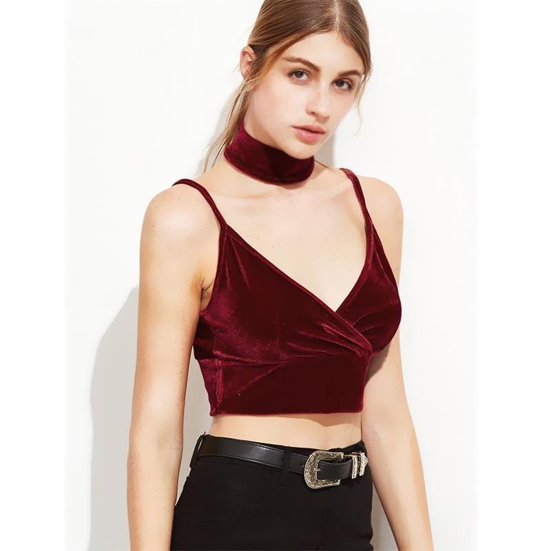 Sexy Women Velvet Camis Crop Tops
