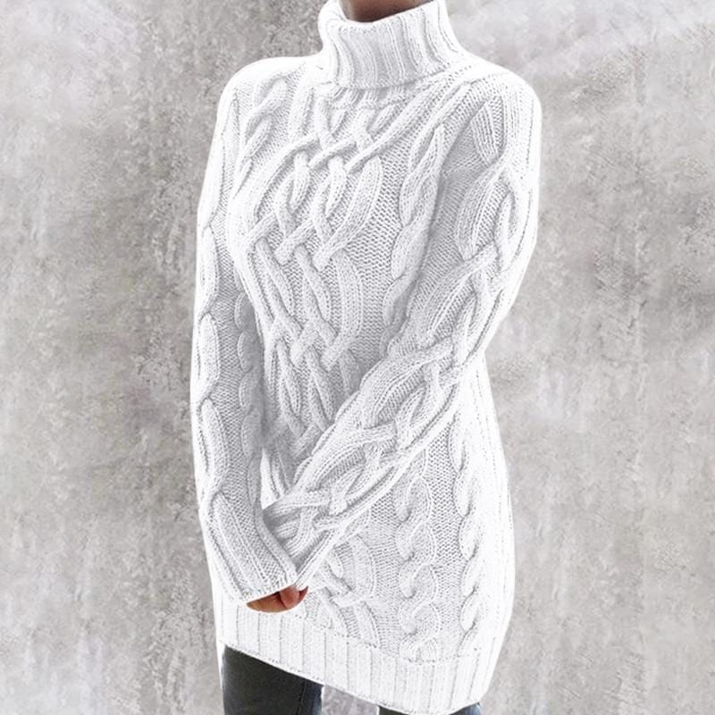Women 2020 Autumn Winter Fashion Long White Sweater - Shop Women's T-shirts, blouses, Leggings & Trousers online - Luwos