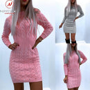 Women Mini Dress  Design O-Neck Long Sleeve Mid Waist - Shop Women's T-shirts, blouses, Leggings & Trousers online - Luwos