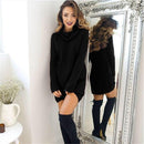Luwos: Turtleneck Long Sleeve Sweater Dress Women Autumn Winter - Shop Women's T-shirts, blouses, Leggings & Trousers online - Luwos