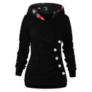 Hoodies Women Sweatshirt Button Floral - Shop Women's T-shirts, blouses, Leggings & Trousers online - Luwos