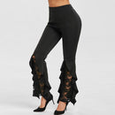 Luwos: Pants capris  Flares Lace Splice Ruffle - Shop Women's T-shirts, blouses, Leggings & Trousers online - Luwos