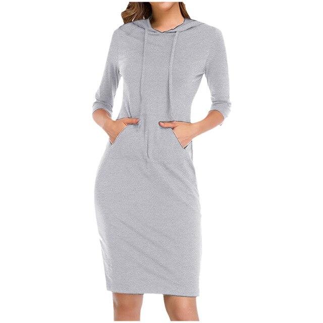 Dress Hooded Drawstring Pockets Sweatshirt - Shop Women's T-shirts, blouses, Leggings & Trousers online - Luwos