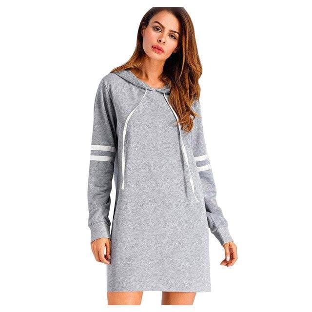 Dress Striped Long Sleeve Hoodie Casual Long Sweatshirt - Shop Women's T-shirts, blouses, Leggings & Trousers online - Luwos