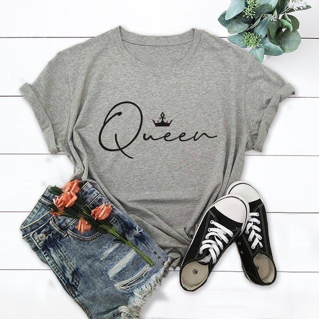 9 Colors Crown Queen Letter Print T Shirt - Shop Women's T-shirts, blouses, Leggings & Trousers online - Luwos