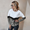 Leopard Patchwork Ladies Knitted Sweater Women Jumper Pullovers Top