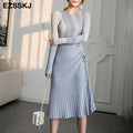 A-LINE sweater dress elegant knitted dress with a string women's slim midi dress