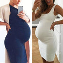 Pregnants Solid Maternity Dresses Womens O-neck Sleeveless