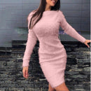 Sweater Dress Women Long Sleeve Bodycon Mini Dress Slim
